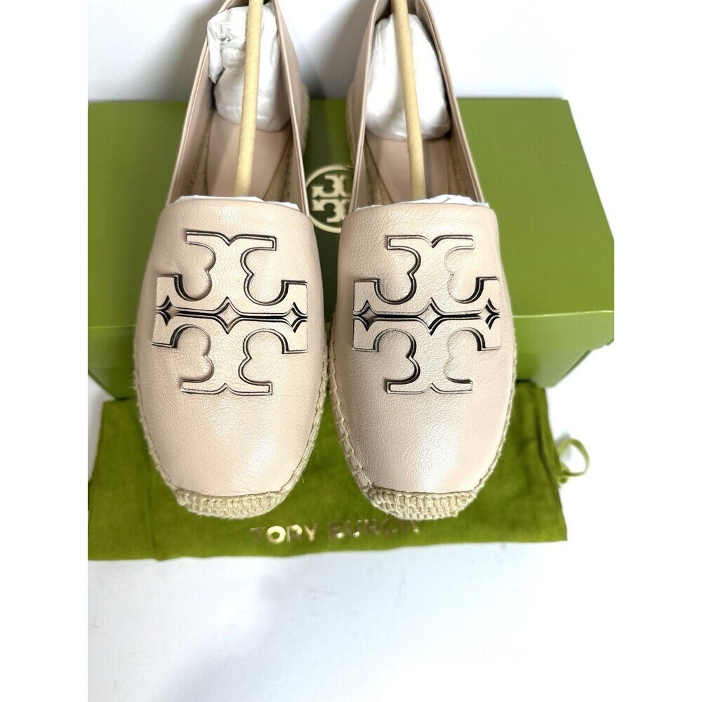 Tory Burch Ines Espadrille Flats Rose Pink Leather Size 9.5 New w/ Box - Picture 5 of 9